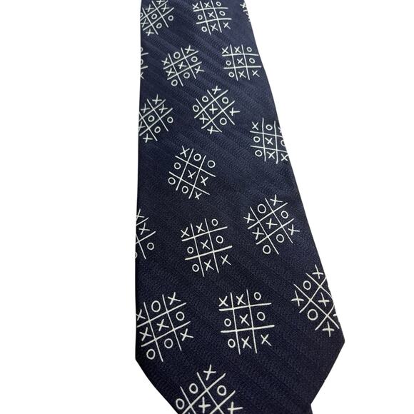 Vintage Designs By A. Rogers Men's Navy Tik Tan Toe Neck Tie - Picture 2 of 4